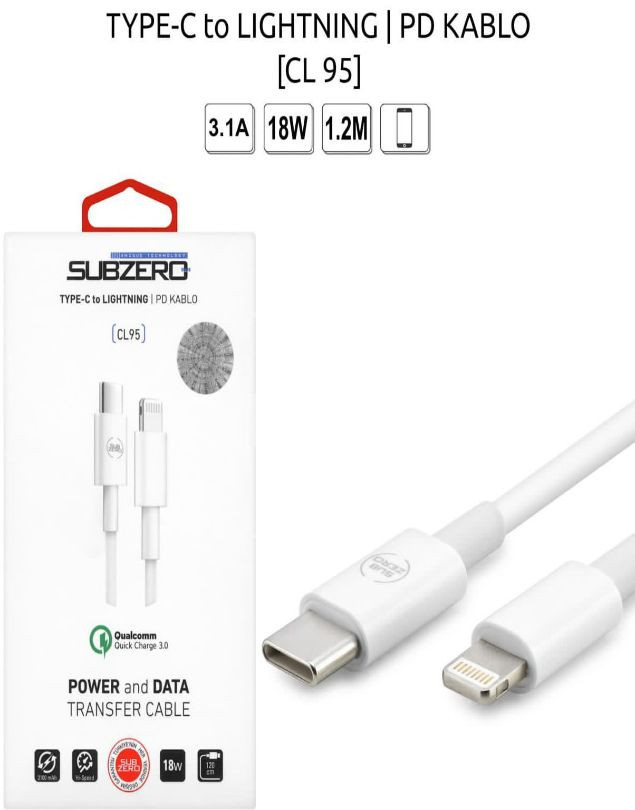 TYPE-C To İphone IOS Lightning PD Kablo 18W 3.1A 1.2 Metre Subzero CL95